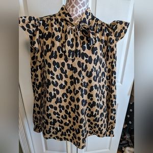 Kate spade forest feline tie neck leapord promint blouse